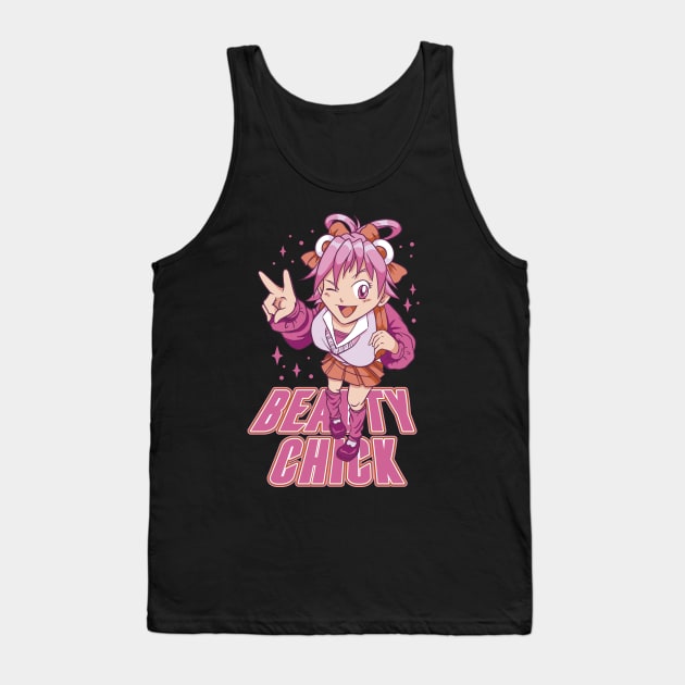 PINK HAIR ANIME GIRL Tank Top by madeinchorley